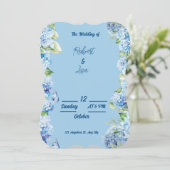 エレガントな青い花のウェディング 招待状 (スタンド正面)