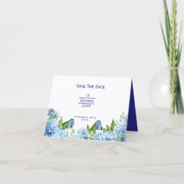 エレガントな青い花のウェディング 案内状