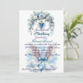 エレガントな青い花のクロス洗礼 招待状 (スタンド正面)