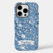 エレガントな青い花のシノワズリモノグラム Case-Mate iPhoneケース (裏面)