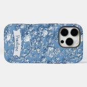 エレガントな青い花のシノワズリモノグラム Case-Mate iPhoneケース (裏面 (横))