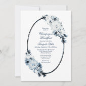 エレガントな青い花のシャンパン朝食 招待状 (正面)