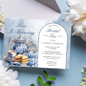エレガントな青い花のティーセット ブライダルシャワーティー 招待状