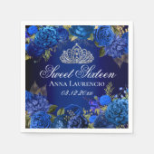 エレガントな青い花のバラのスイート16歳の誕生日 スタンダードカクテルナプキン (正面)