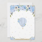 エレガントな青い花のバルーン結婚式前のお祝い 招待状 (裏面)