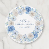 エレガントな青い花のブライダルシャワー フェイバータグ (正面)