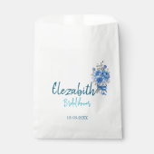 エレガントな青い花のブライダルシャワー フェイバーバッグ (正面)