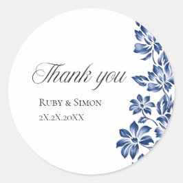 エレガントな青い花のヴィンテージ結婚式 ラウンドシール