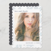 エレガントな青い花の卒業写真の感謝 サンキューカード (正面/裏面)