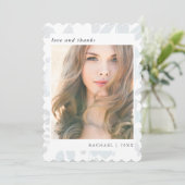 エレガントな青い花の卒業写真の感謝 サンキューカード (スタンド正面)