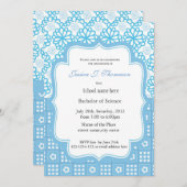 エレガントな青い花の夏の卒業パーティー 招待状 (正面/裏面)