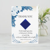 エレガントな青い花の感謝カード 招待状 (スタンド正面)