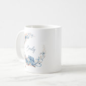 エレガントな青い花の水彩画 コーヒーマグカップ (正面左)