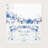 エレガントな青い花の水彩結婚式プレイスカード (外部フラット)
