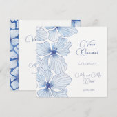 エレガントな青い花の誓い更新招待状 招待状 (正面/裏面)