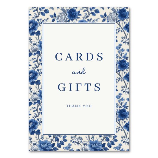 エレガントな青い花模様 テーブルナンバー (正面)