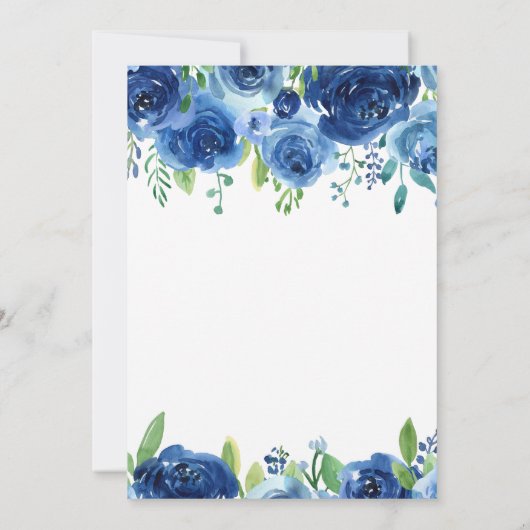 エレガントな青い花 サンキューカード (裏面)