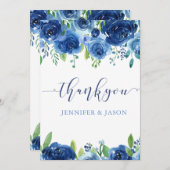 エレガントな青い花 サンキューカード (正面/裏面)