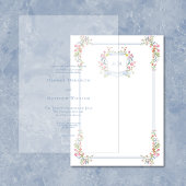 エレガントな青い野の花の紋章 ウェディングバックドロップ 招待状