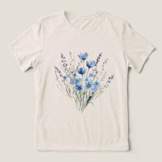 エレガントな青い野花 トライブレンドTシャツ
