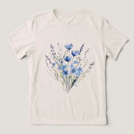 エレガントな青い野花 トライブレンドＴシャツ (デザイン正面)