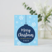 エレガントな青い雪の結晶のクリスマスと新年のお祝い シーズンカード (スタンド正面)