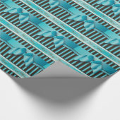 エレガントな青およびブラウンは縞で飾ります ラッピングペーパー (角)