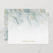 エレガントな青および金ゴールドの大理石の質 ノートカード (正面/裏面)