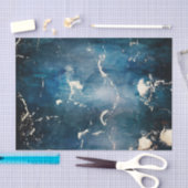 エレガントな青および金ゴールドの大理石 薄葉紙 (クラフト)