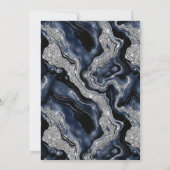 エレガントな青とシルバーグリッターアゲート60歳の誕生日 招待状 (裏面)