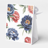 エレガントな青と焦橙の花のウェディング フェイバーボックス (裏面サイド)