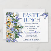 エレガントな青と白のイースターロンチへの招待状 招待状 (正面)