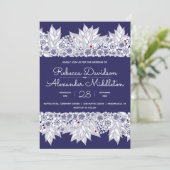 エレガントな青と白のウェディング 案内状 (スタンド正面)