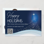 エレガントな青と白のクリスマススター ツリー ビジネス シーズンカード (正面/裏面)