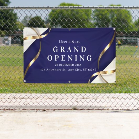 エレガントな青と白のグランドオープンのお祝い 横断幕 (インサイチュ)