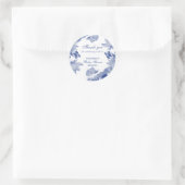 エレガントな青と白のシノワズリーデザインのサンキューギフト ラウンドシール (バッグ)