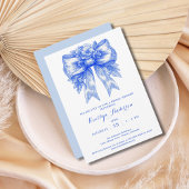 エレガントな青と白のシノワズリー ブライダルシャワー 招待状
