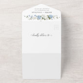 エレガントな青と白のバラの花束 オールインワン オールインワン招待状 (外側)