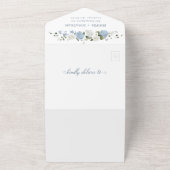 エレガントな青と白のバラの花束 オールインワン オールイン オールインワン招待状 (外側)