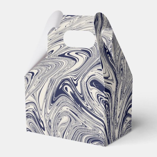 エレガントな青と白のマーブル スワール フェイバーボックス (裏面サイド)