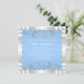 エレガントな青と白の洗礼 招待状 (スタンド正面)