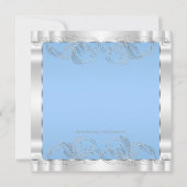 エレガントな青と白の洗礼 招待状 (裏面)