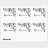 エレガントな青と白の花の退職パーティー スクエアシール (シート)