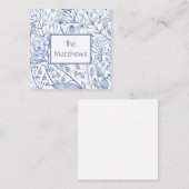 エレガントな青と白の花模様 エンクロージャーカード (正面/裏面)
