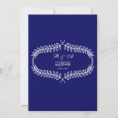 エレガントな青と白の葉のイスラム教式結婚式 招待状 (裏面)