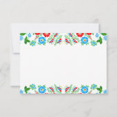 エレガントな青と赤のバラのボタニカル フラワー ウェディング 出欠カード (裏面)