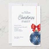 エレガントな青と赤のボウクリスマスパーティー シーズンカード (正面)