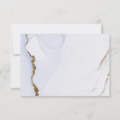 エレガントな青と金の抽象デザインの結婚式 出席返信カード 出欠カード (裏面)