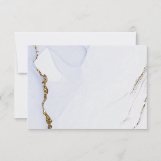 エレガントな青と金の抽象デザインの結婚式 出席返信カード 出欠カード (裏面)