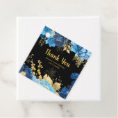 エレガントな青と金の花の誕生日パーティー フェイバータグ (インサイチュ)